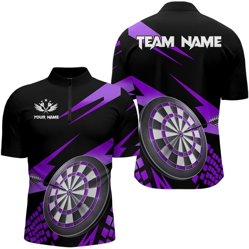 Personalisierte 3D Darts Board Dart Polo Shirts in Lila und Schwarz T3141 - Outfitsuche