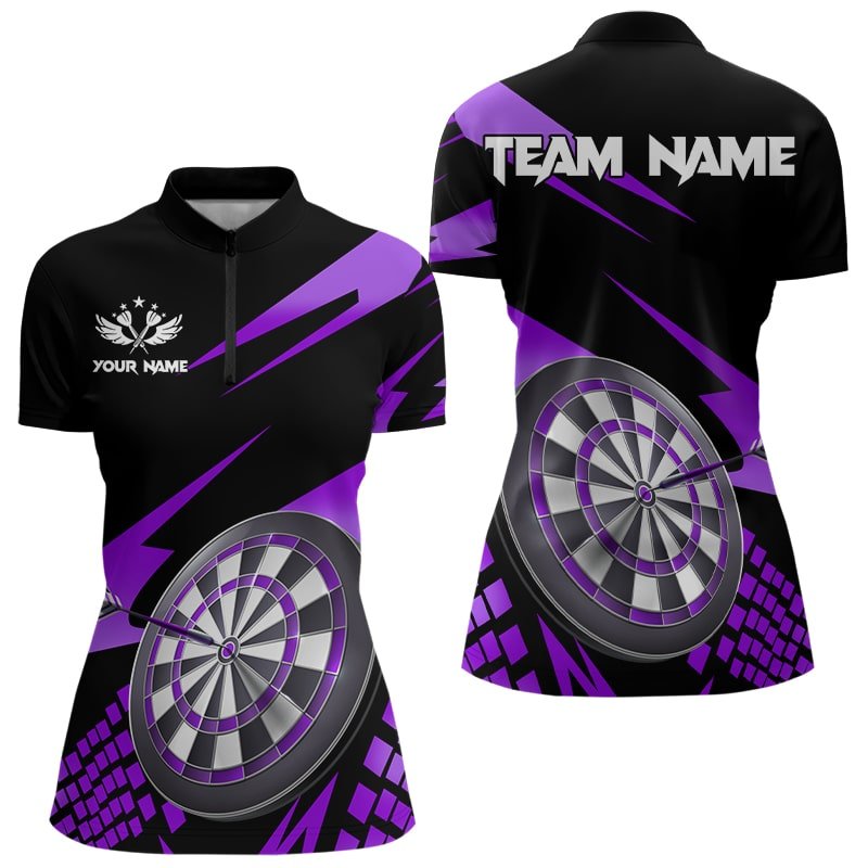 Personalisierte 3D Darts Board Dart Polo Shirts in Lila und Schwarz T3141 - Outfitsuche