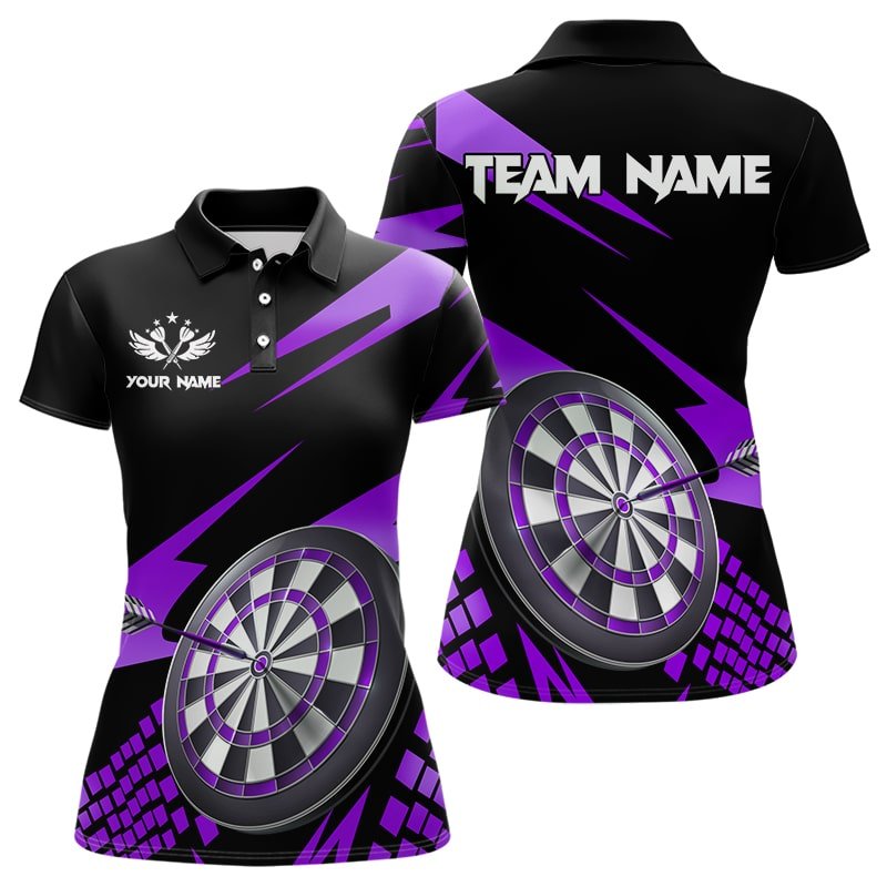 Personalisierte 3D Darts Board Dart Polo Shirts in Lila und Schwarz T3141 - Outfitsuche