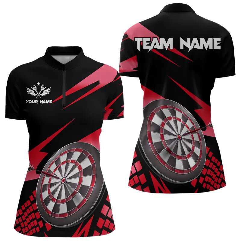 Personalisierte 3D Darts Board Dart Poloshirts in Rot - Schwarz T3287 - Outfitsuche