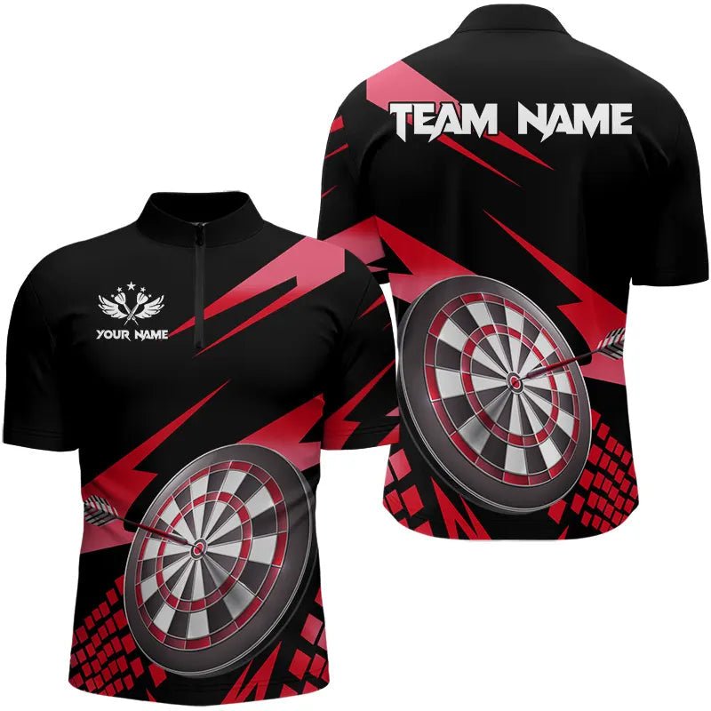 Personalisierte 3D Darts Board Dart Poloshirts in Rot - Schwarz T3287 - Outfitsuche