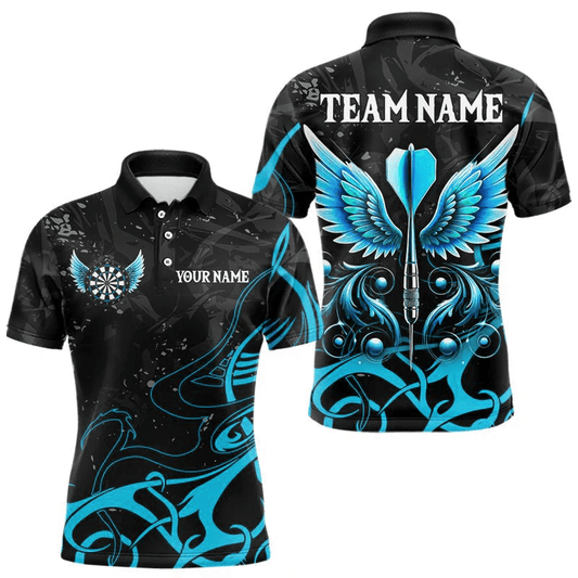 Personalisierte Blau Schwarze Dart Pfeil Flügel Dart Shirts Individuelles Dart Trikot Team Outfit T35963 - Outfitsuche