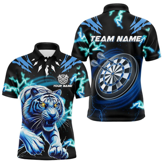 Personalisierte Blaue 3D Tiger Donner Blitz Dart Shirts für Darts Liga T3384 - Outfitsuche