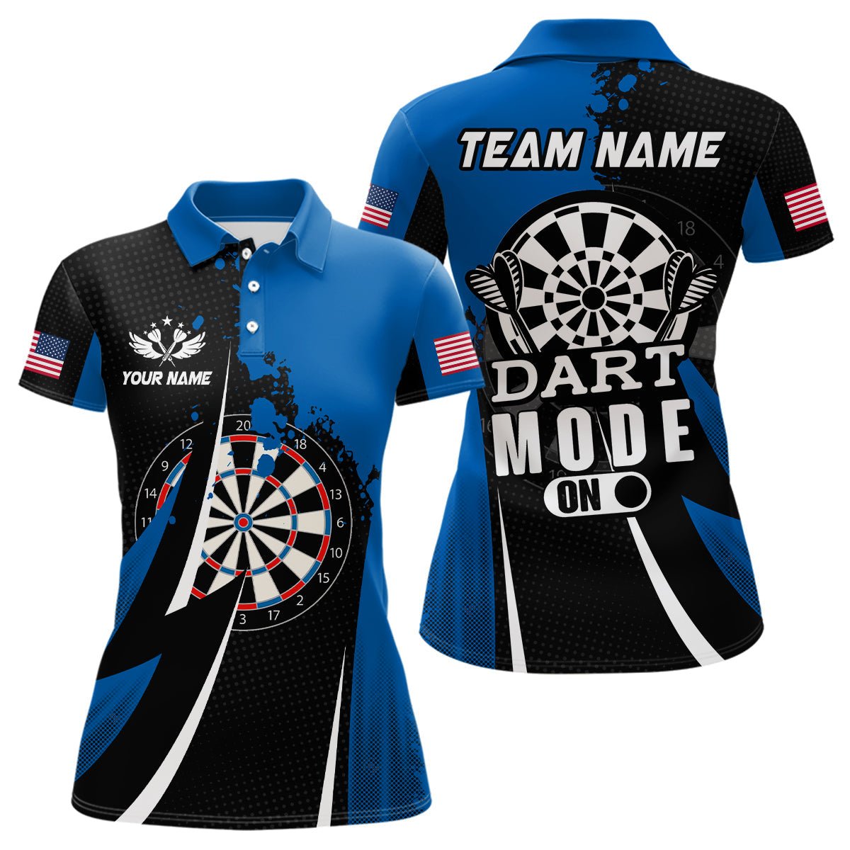 Personalisierte Blaue Dart-Modus An Damen Darts Polo Shirts Individueller Name Dart Trikots Team Shirts T1175 - Outfitsuche