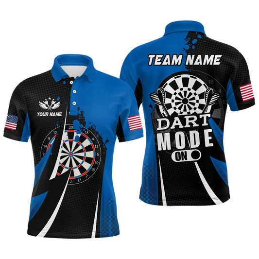 Personalisierte Blaue Dart-Modus Herren Darts Polo-Shirt mit individuellem Namen - Dart Trikots Teamshirts T1175 - Outfitsuche