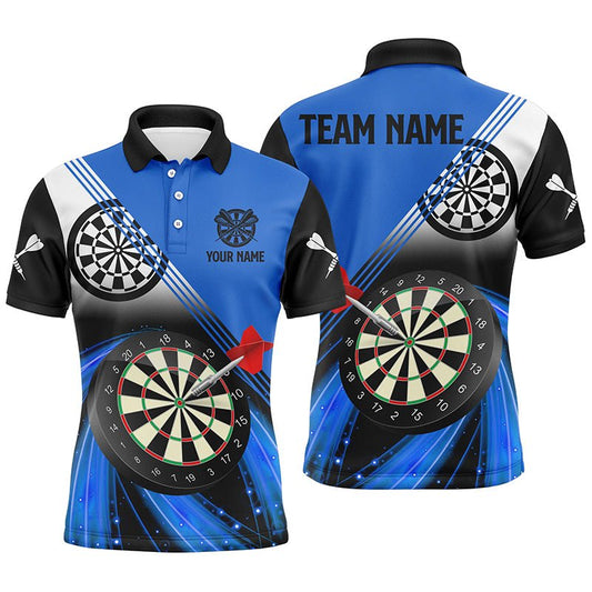 Personalisierte Blaue Darts Polo Shirts für Herren, Dart Team Trikots Individuelle Herren Dart Bekleidung Design V1086 - Outfitsuche