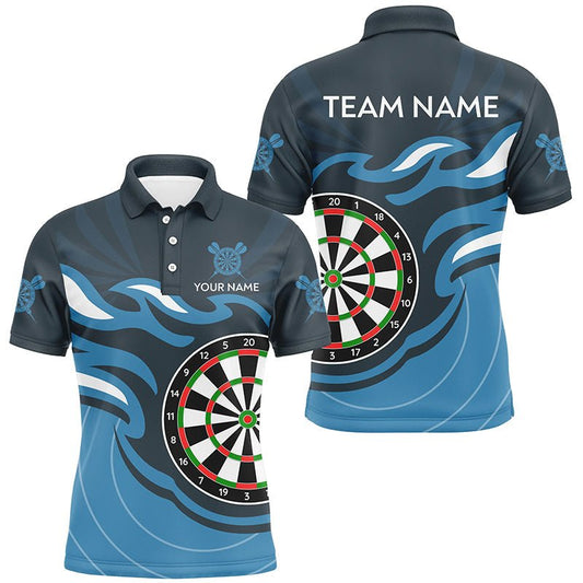 Personalisierte Blaue Dartshirt mit Flammen für Herren – Individuelle Dart - Trikots für Teams T3051 - Outfitsuche