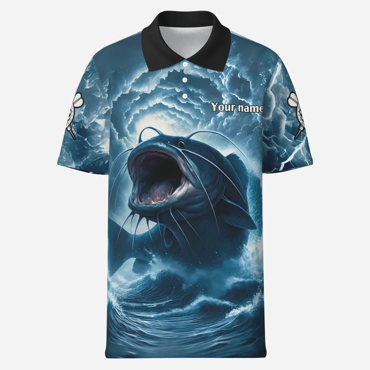 Personalisierte Catfish Blue Lightning Darts Polo Shirts für Dartspieler Wels TC3542 - Outfitsuche