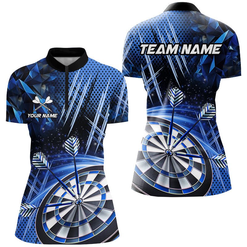 Personalisierte Damen Dartshirt in Blau mit Glitzer - Team Liga T2580 - Outfitsuche