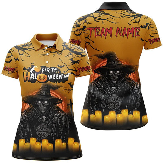 Personalisierte Damen Halloween Dartshirt mit Totenkopf - Skelett T2619 - Outfitsuche