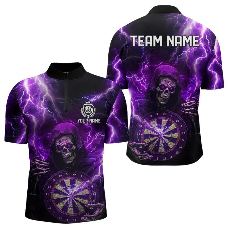 Personalisierte Dart Polo mit lila Blitz und Donner - Teamtrikot N9494 - Outfitsuche
