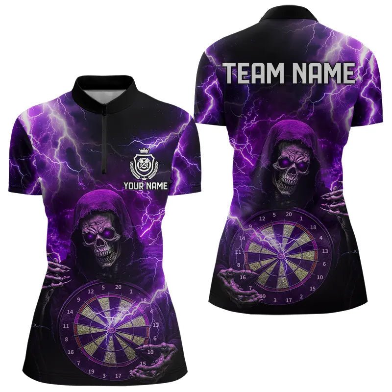 Personalisierte Dart Polo mit lila Blitz und Donner - Teamtrikot N9494 - Outfitsuche