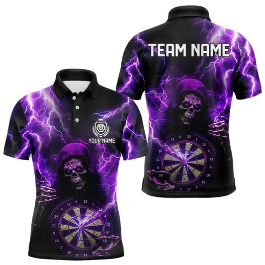 Personalisierte Dart Polo mit lila Blitz und Donner - Teamtrikot N9494 - Outfitsuche