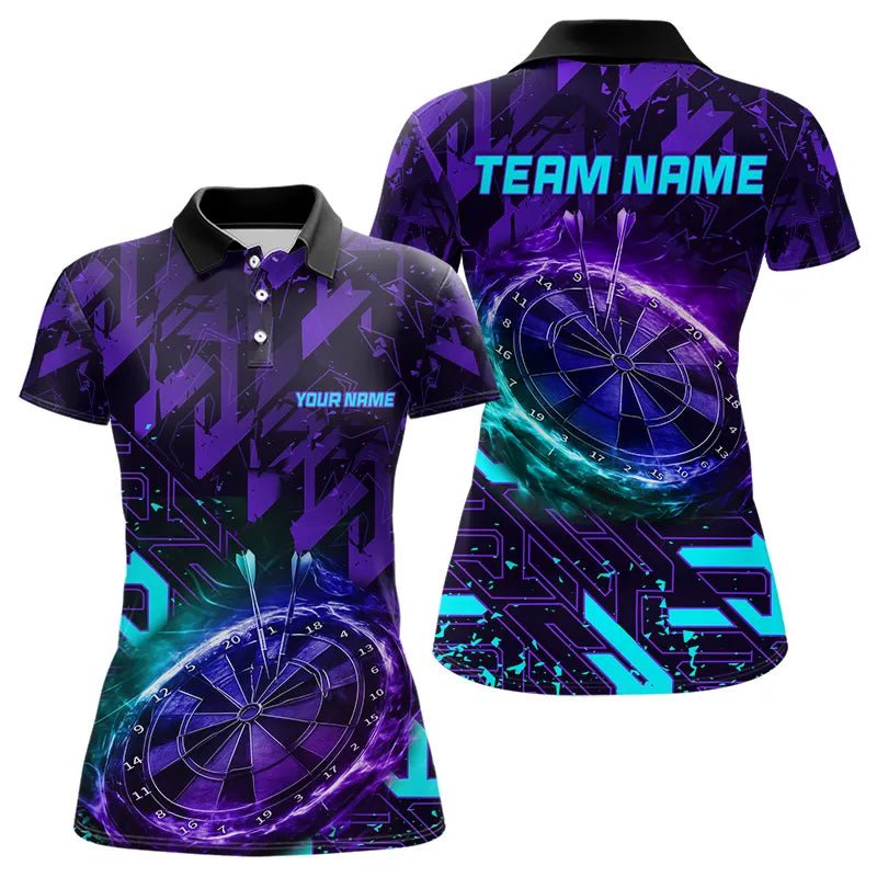 Personalisierte Dart Polo - Shirts, maßgeschneiderte lila - blaue abstrakte Dart - Team - Trikots, Dart - Geschenke N9449 - Outfitsuche