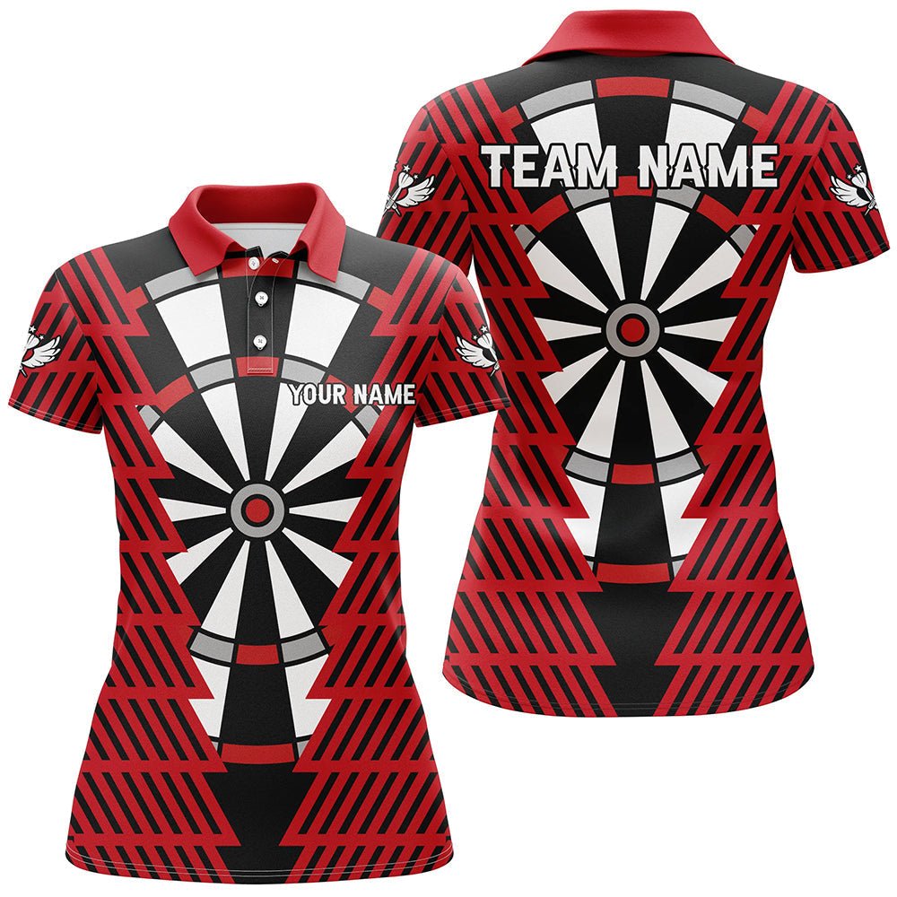 Personalisierte Dart Polo - Shirts mit auffälligem Schwarz - Rot Dartboard - Muster für Dart - Teams T3312 - Outfitsuche