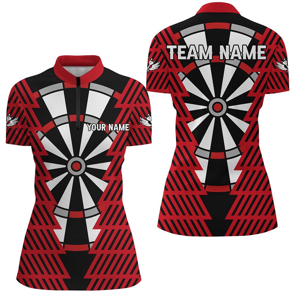 Personalisierte Dart Polo - Shirts mit auffälligem Schwarz - Rot Dartboard - Muster für Dart - Teams T3312 - Outfitsuche