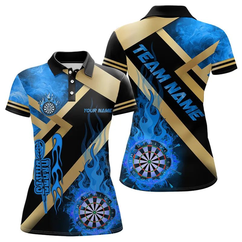 Personalisierte Dart - Polo - Shirts mit gold - blauem Flammenmotiv für Dart - Teams T3401 - Outfitsuche