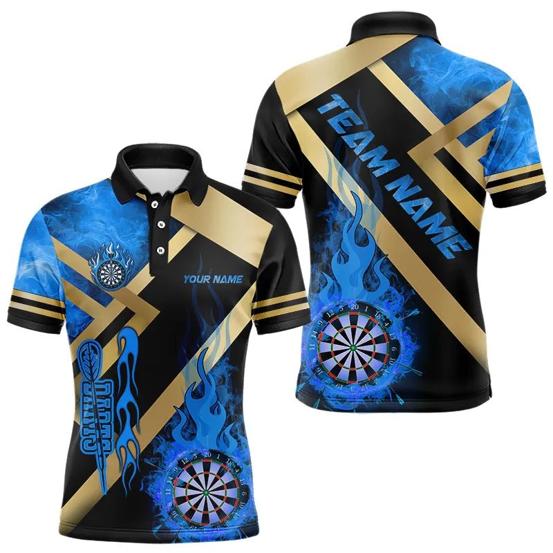 Personalisierte Dart - Polo - Shirts mit gold - blauem Flammenmotiv für Dart - Teams T3401 - Outfitsuche