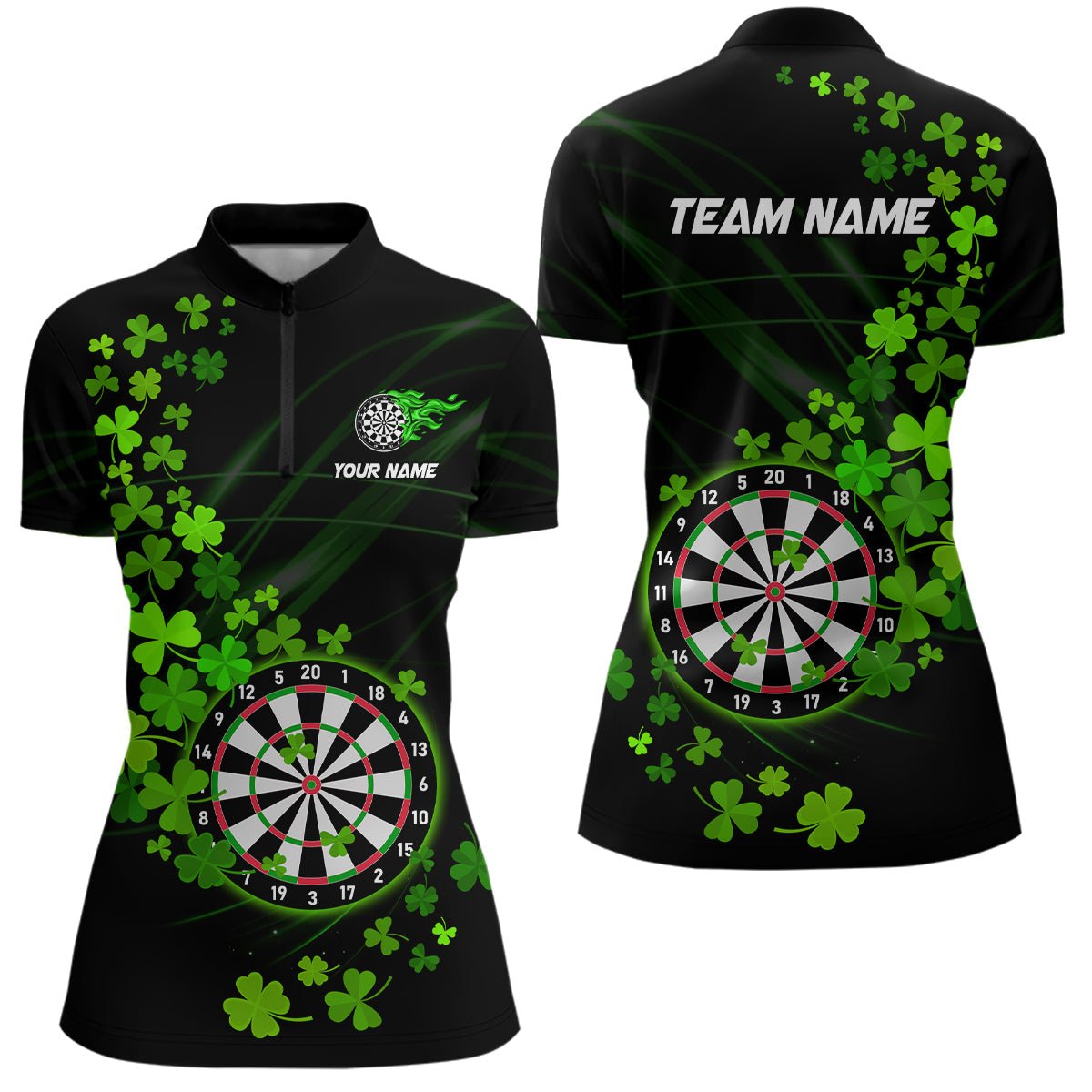 Personalisierte Dart Polo - Shirts mit grünem Shamrock für den St. Patrick's Day N9458 - Outfitsuche