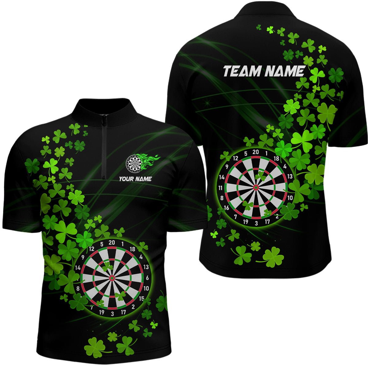 Personalisierte Dart Polo - Shirts mit grünem Shamrock für den St. Patrick's Day N9458 - Outfitsuche