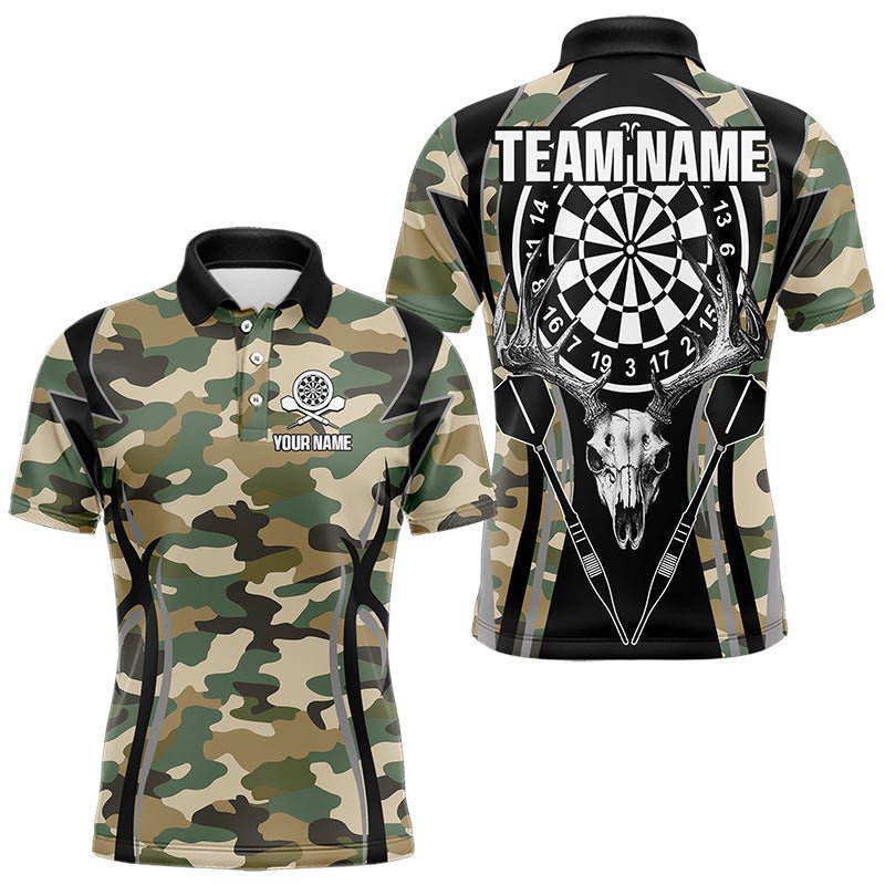 Personalisierte Dart Polo Shirts mit Hirschschädel und Camouflage - Muster N9444 - Outfitsuche