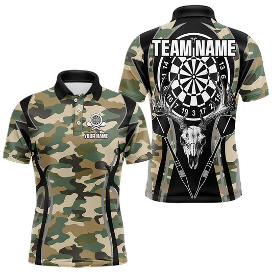 Personalisierte Dart Polo Shirts mit Hirschschädel und Camouflage - Muster N9444 - Outfitsuche