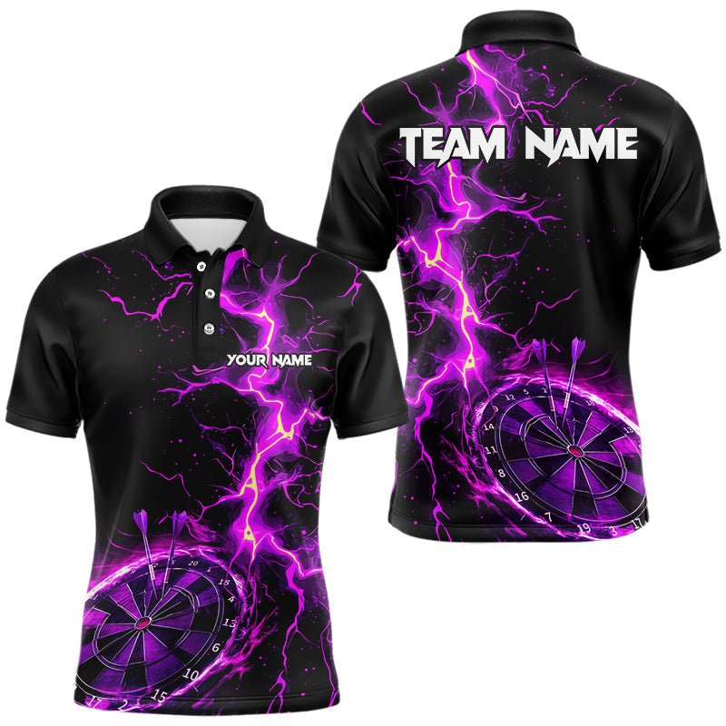 Personalisierte Dart Polo - Shirts mit schwarzem und lila Blitzdesign für Dart - Teams N9492 - Outfitsuche