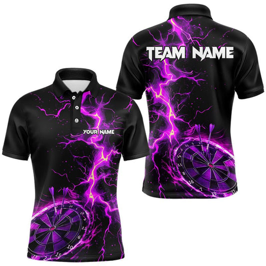 Personalisierte Dart Polo - Shirts mit schwarzem und lila Blitzdesign für Dart - Teams N9492 - Outfitsuche