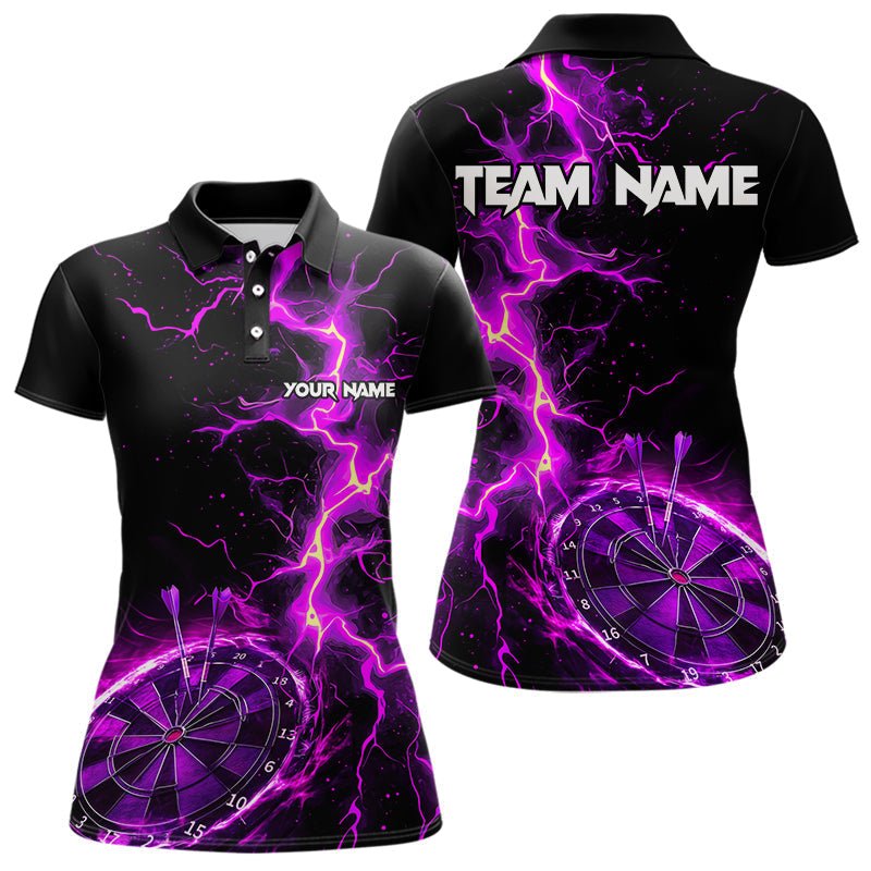 Personalisierte Dart Polo - Shirts mit schwarzem und lila Blitzdesign für Dart - Teams N9492 - Outfitsuche