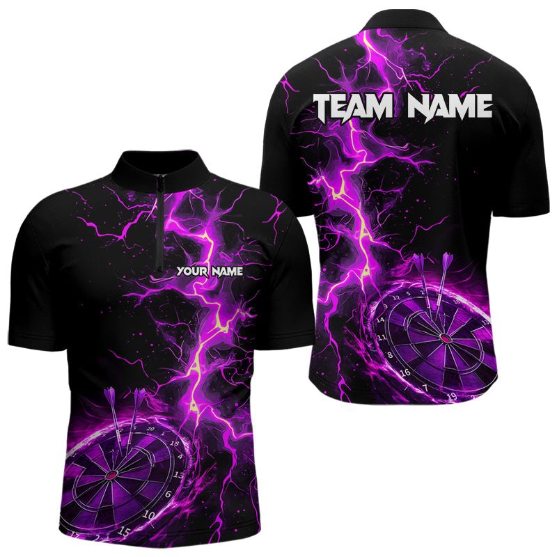 Personalisierte Dart Polo - Shirts mit schwarzem und lila Blitzdesign für Dart - Teams N9492 - Outfitsuche