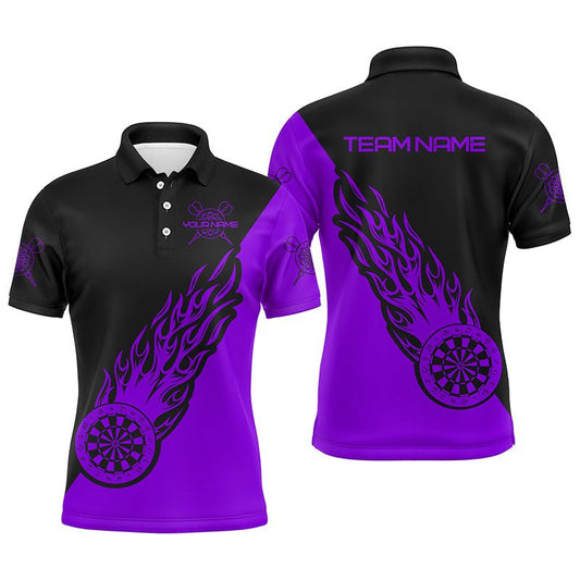 Personalisierte Dart-Shirt mit lila-schwarzer Flamme für Herren - Dartshirt für Männer - Individuell gestaltbar - Hochwertiges Material - L1342 - Outfitsuche