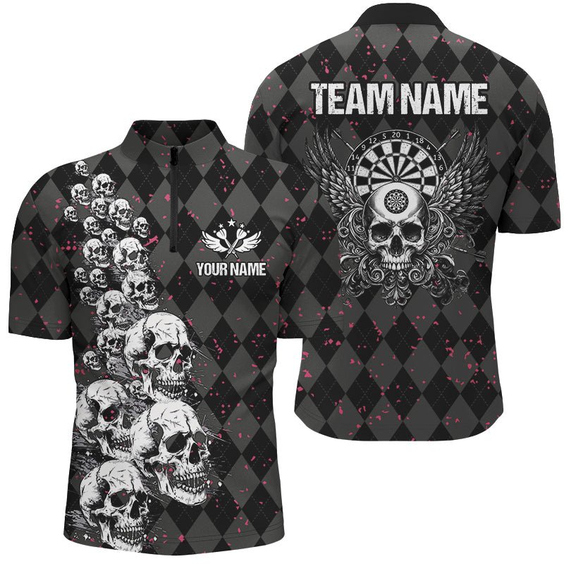 Personalisierte Dart - Shirts mit Totenkopf und Flügeln – Lustige schwarze Argyle - Dart - Jerseys für Männer T2781 - Outfitsuche