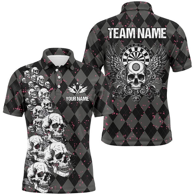 Personalisierte Dart - Shirts mit Totenkopf und Flügeln – Lustige schwarze Argyle - Dart - Jerseys für Männer T2781 - Outfitsuche