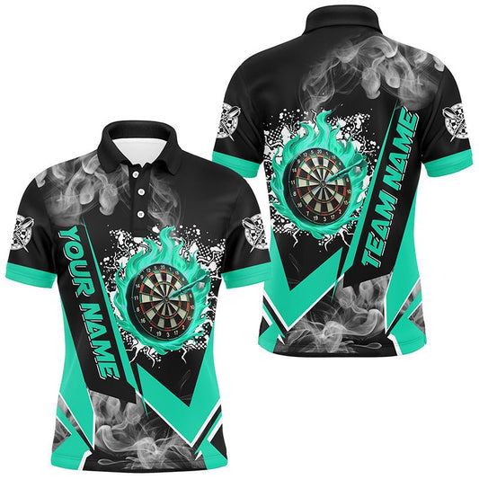 Personalisierte Dartboard - Feuer - Flamme Rauch Dart - Shirts für Männer, Dart - Team - Trikots | Türkis T2812 - Outfitsuche