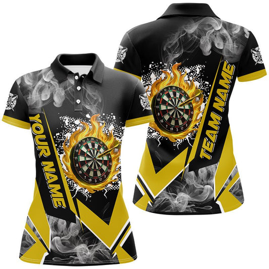 Personalisierte Dartboard - Feuerflammen Rauch Custom Dart - Shirts für Damen, Dart - Team - Trikots | Gelb T2810 - Outfitsuche