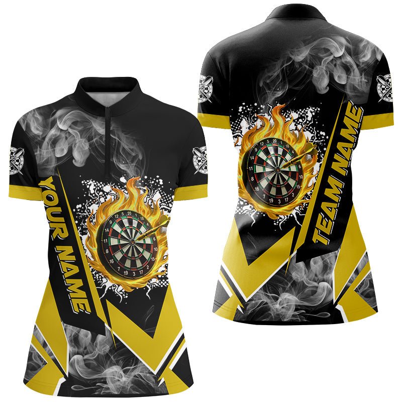 Personalisierte Dartboard - Feuerflammen Rauch Custom Dart - Shirts für Damen, Dart - Team - Trikots | Gelb T2810 - Outfitsuche