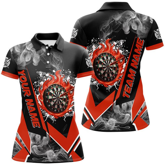 Personalisierte Dartboard - Shirts mit Feuer - und Rauchdesign für Frauen | Dart - Team - Trikots in Rot T3008 - Outfitsuche