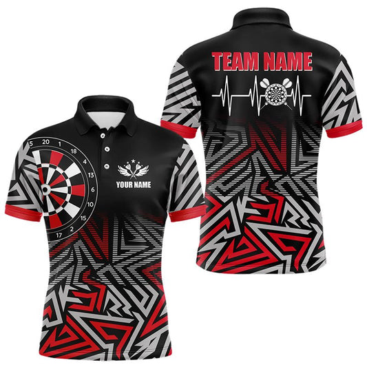 Personalisierte Darts Herzschlag Zick - Zack Muster Dart Shirts | Rot T3228 - Outfitsuche