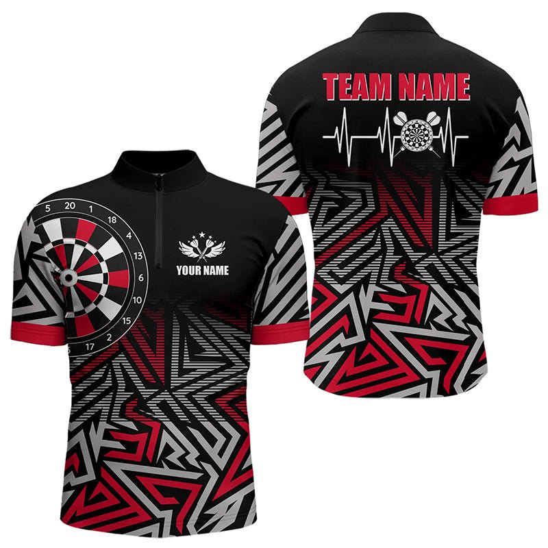 Personalisierte Darts Herzschlag Zick - Zack Muster Dart Shirts | Rot T3228 - Outfitsuche