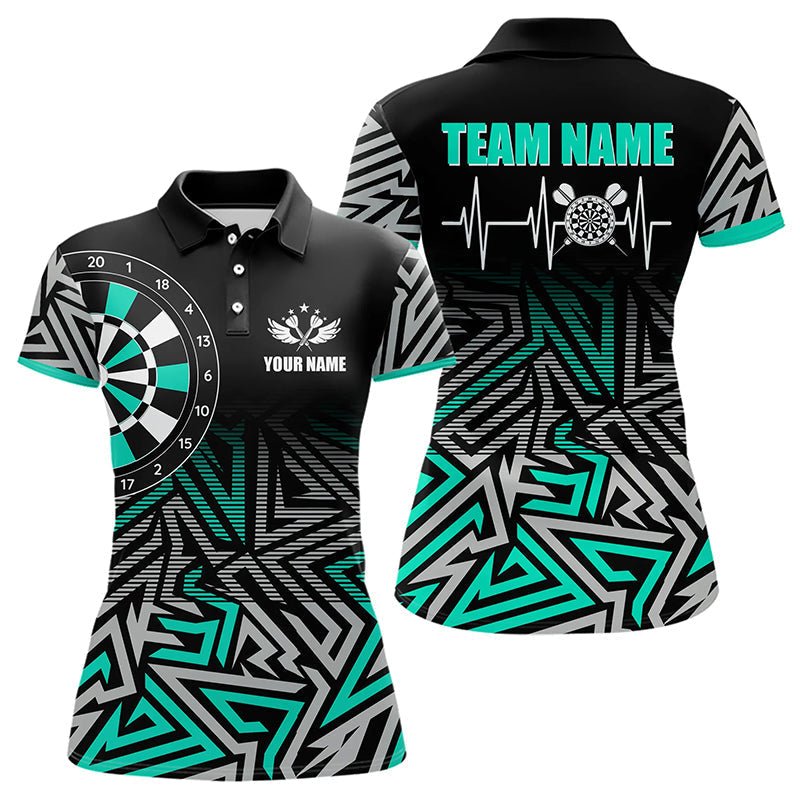 Personalisierte Darts Herzschlag Zickzack - Muster Dartshirts | Türkis T3229 - Outfitsuche