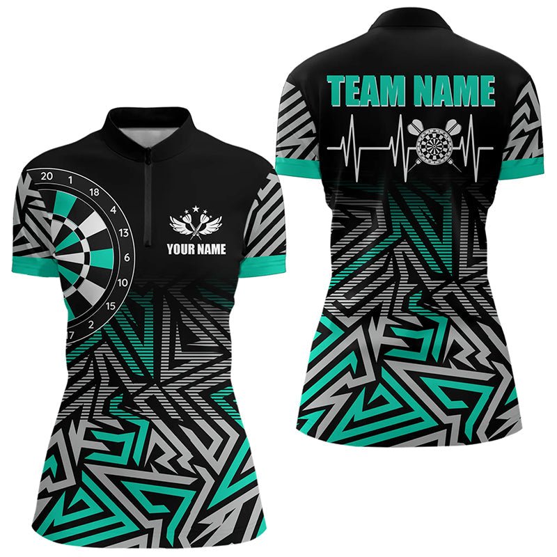 Personalisierte Darts Herzschlag Zickzack - Muster Dartshirts | Türkis T3229 - Outfitsuche