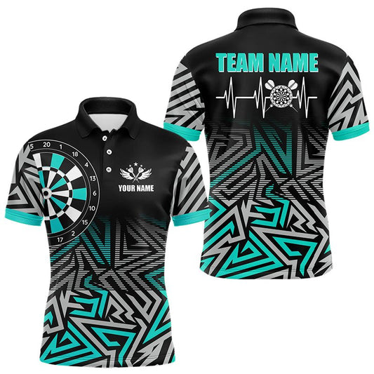 Personalisierte Darts Herzschlag Zickzack - Muster Dartshirts | Türkis T3229 - Outfitsuche