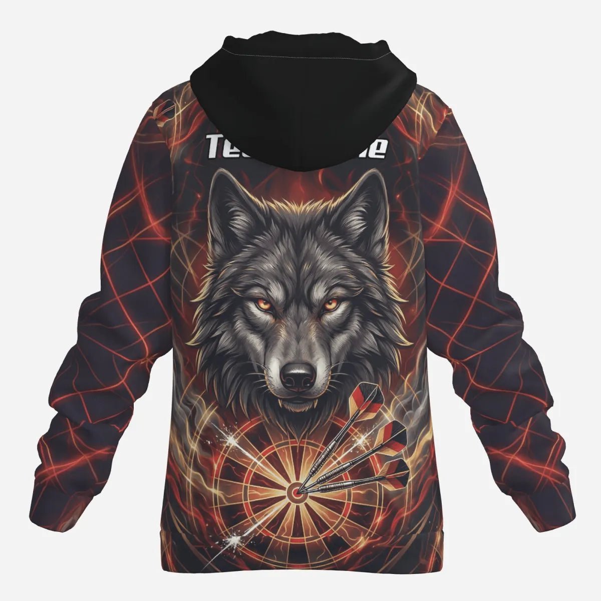 Personalisierte Darts Jacke - Wolf & Dartboard Motiv Schwarz Rot Flammen X2698 - Outfitsuche