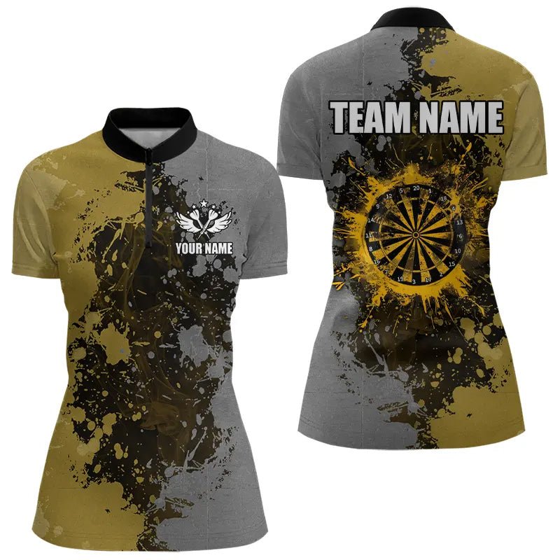 Personalisierte Darts Polo - Shirts in Gelb und Grau – Individuelle Grunge Dart Team Trikots T3397 - Outfitsuche