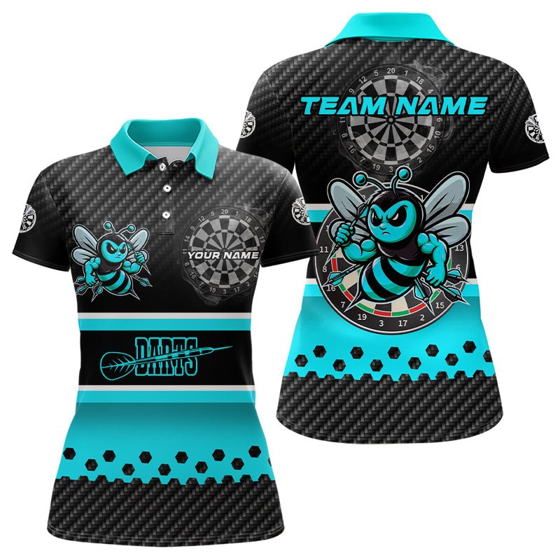 Personalisierte Darts Polo Shirts in Schwarz und Cyan, Lustige Darts Bekleidung, Beste Darts Geschenke T3264 - Outfitsuche
