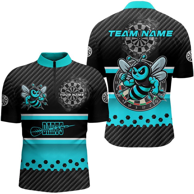 Personalisierte Darts Polo Shirts in Schwarz und Cyan, Lustige Darts Bekleidung, Beste Darts Geschenke T3264 - Outfitsuche