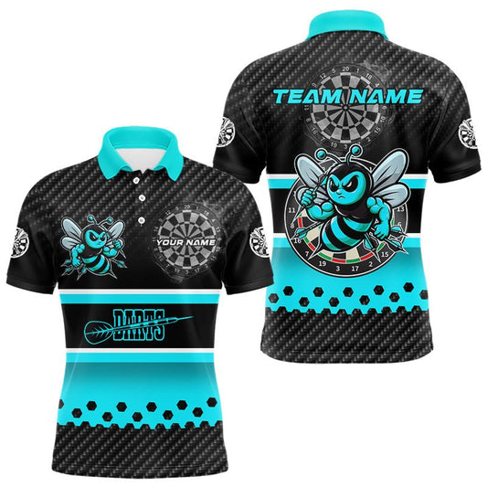 Personalisierte Darts Polo Shirts in Schwarz und Cyan, Lustige Darts Bekleidung, Beste Darts Geschenke T3264 - Outfitsuche