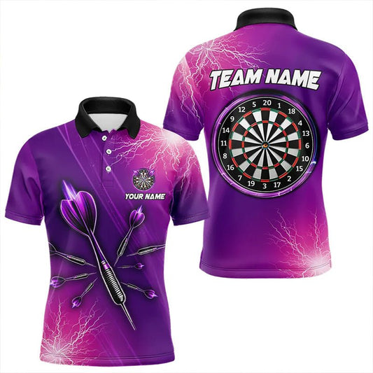 Personalisierte Darts Polo - Shirts mit Purple Thunder Lightning Light Darts Design T3391 - Outfitsuche