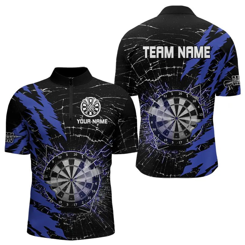 Personalisierte Darts Polo Shirts mit schwarzem und blauem Darts Board Design T3494 - Outfitsuche