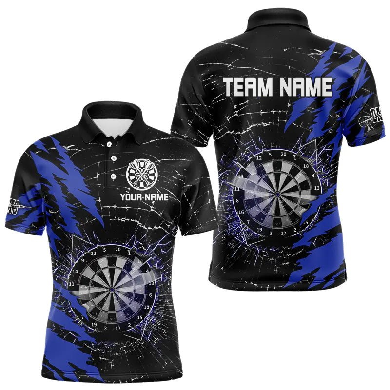 Personalisierte Darts Polo Shirts mit schwarzem und blauem Darts Board Design T3494 - Outfitsuche